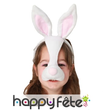 Serre-tête oreilles de lapin avec nez, enfant