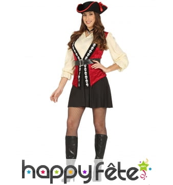 Tenue courte de Capitaine des Pirates pour femme