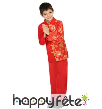 Tenue chinoise rouge et doré pour garçon