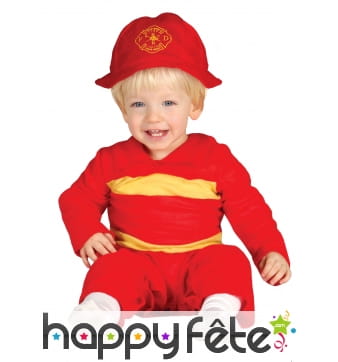 Tenue de bébé pompier rouge