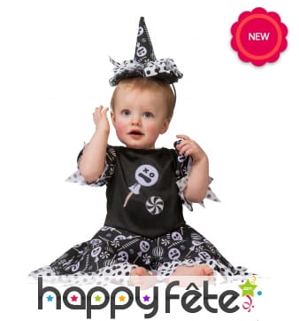 Tenue de bébé sorcière imprimés bonbons