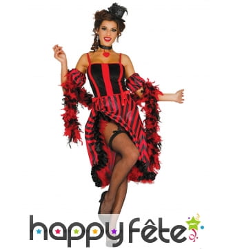 Tenue danseuse Cancan rouge et noir pour femme