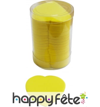 Tube de confettis coeur jaune