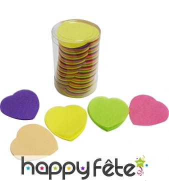 Tube de confettis coeur multicolore