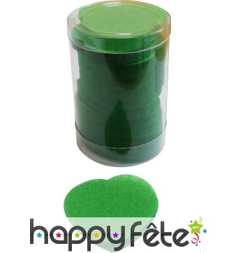 Tube de confettis coeur vert