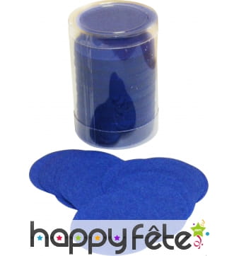 Tube de confettis rond bleu roy