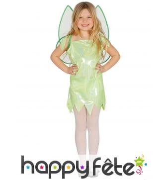 Tenue de fée tissu vert holographique pour fille