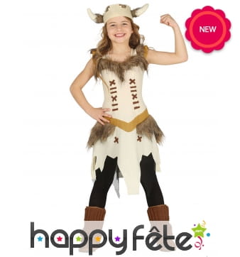 Tenue de fille viking beige pour enfant