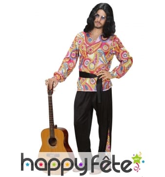 Tenue de hippie pour homme haut fleuri coloré