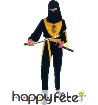 Tenue de ninja noir et jaune pour petit garçon