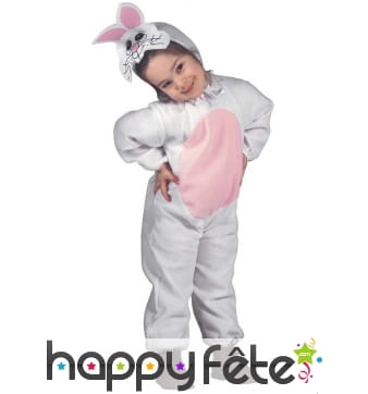 Tenue de petit lapin blanc et rose pour enfant