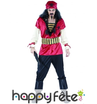 Tenue de pirate imitation velours rouge