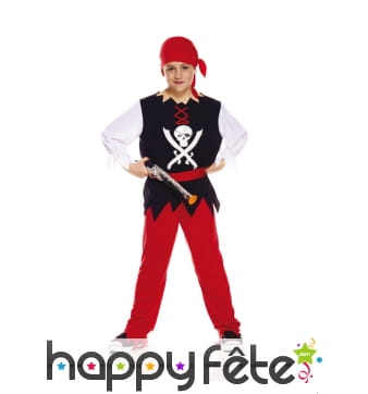 Tenue de pirate noir et rouge pour enfant