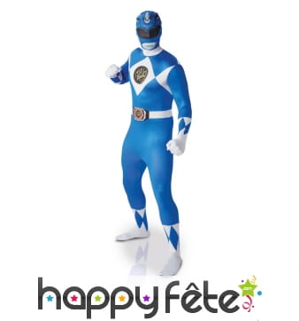 Tenue de Power Rangers bleu seconde peau