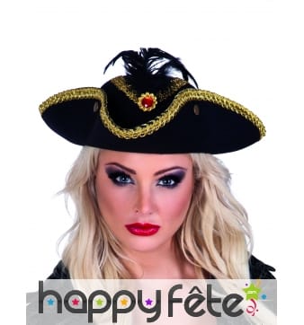 Tricorne de pirate contour doré pour femme