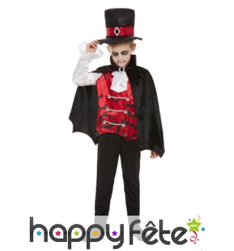 Tenue de vampire pour enfant avec cape mi longue