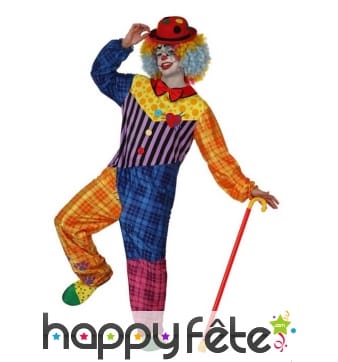 Tenue multicolore de clown pour adulte