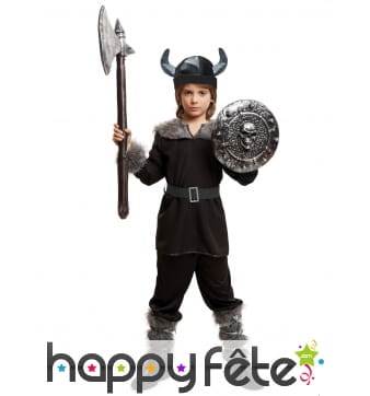 Tenue noire de petit viking pour enfant