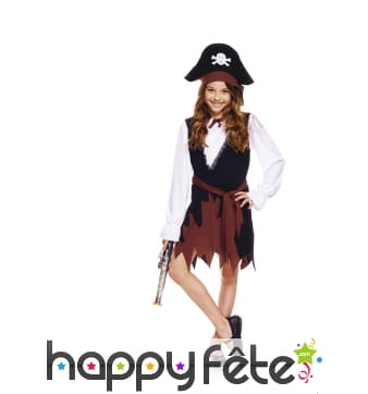 Tenue noir et marron de petite piratesse