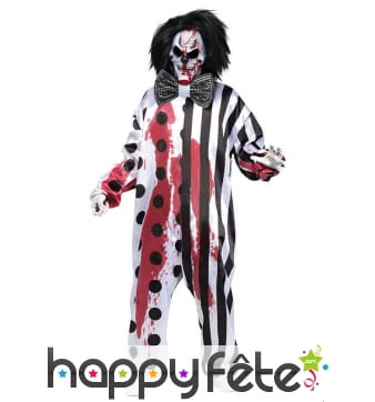 Tenue noire et blanche de clown ensanglanté