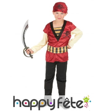 Tenue pirate rouge pour enfant imitation velours