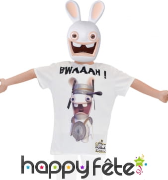 T-shirt Lapins Crétins avec masque, pour enfant