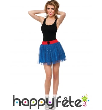 Tutu Spiderman rouge et bleu pailleté pour femme