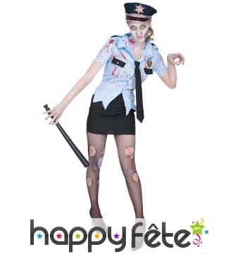 Uniforme de policière zombie pour femme