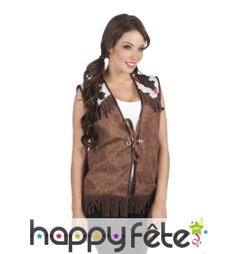 Veste marron style western pour femme