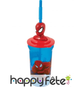 Verre Spiderman avec paille