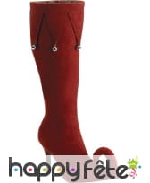 Bottes d'elfe rouge en velours avec grelots