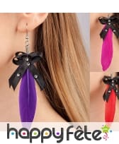 Boucles d'oreilles avec plume adulte