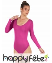 Body fuchsia manches longues, pour femme