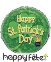 Ballon rond Happy St Patrick's Day, 45cm