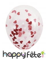 Ballons Saint valentin avec confettis coeurs