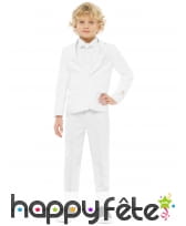 Costume 3 pièces classique blanc uni pour enfant