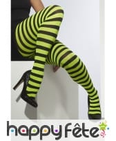 Collants adulte rayés vert fluo