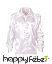 Chemise blanche satinée disco pour homme, image 1