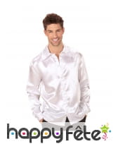 Chemise blanche satinée disco pour homme