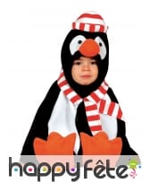 Costume de bébé pingouin avec écharpe