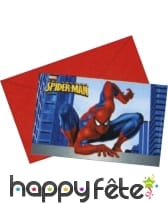 Cartes d'invitation + enveloppes Spiderman