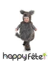 Costume de loup gris en peluche pour enfant