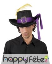 Chapeau de mousquetaire avec ruban violet