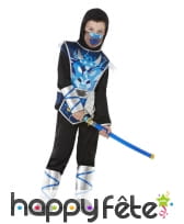 Costume de ninja bleu et noir avec épée, garçon