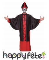 Costume de Pape des morts rouge et noir, adulte