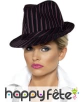 Chapeau gangster femme rayé, image 1