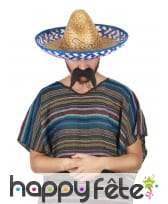 Chapeau mexicain en paille contour bleu, image 1