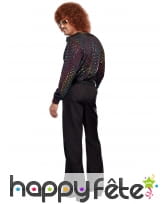 Chemise noire avec sequins multicolores pour homme, image 1