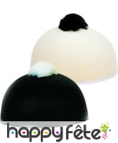 Calot Pierrot blanc pompom noir