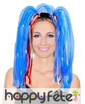 Cheveux rasta bleu lumineux clignotant